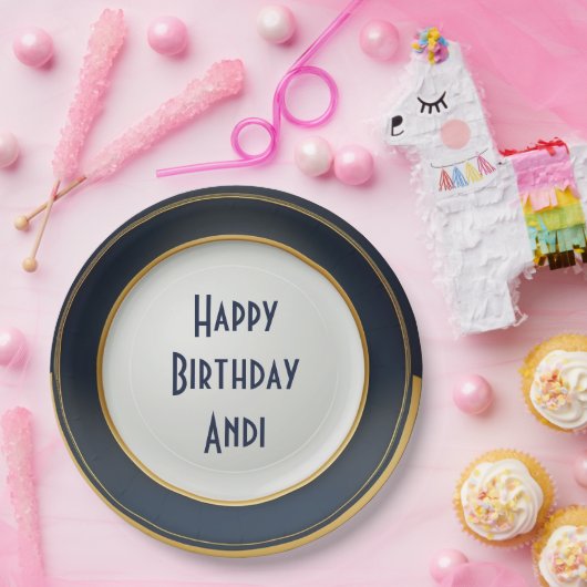 Modern Japans blauw en goudkeramisch ontwerp Papieren Bordje (Feest)