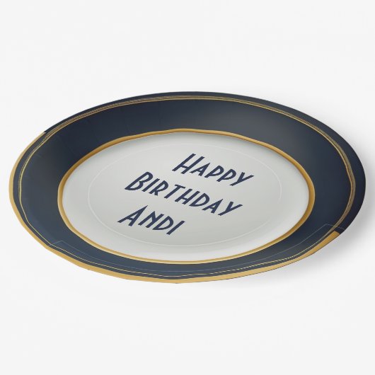 Modern Japans blauw en goudkeramisch ontwerp Papieren Bordje (Gekanteld)