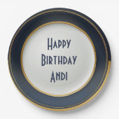 Modern Japans blauw en goudkeramisch ontwerp Papieren Bordje (Voorkant)