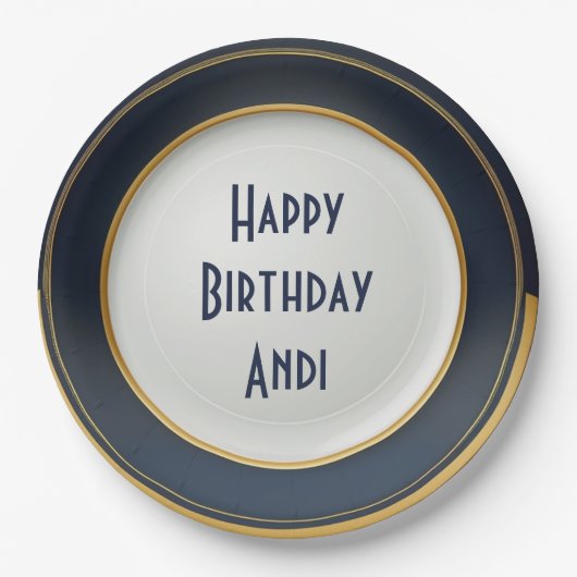 Modern Japans blauw en goudkeramisch ontwerp Papieren Bordje (Voorkant)