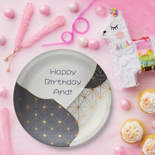 Modern Japans ontwerp voor zwarte en gouden kerami Papieren Bordje (Feest)