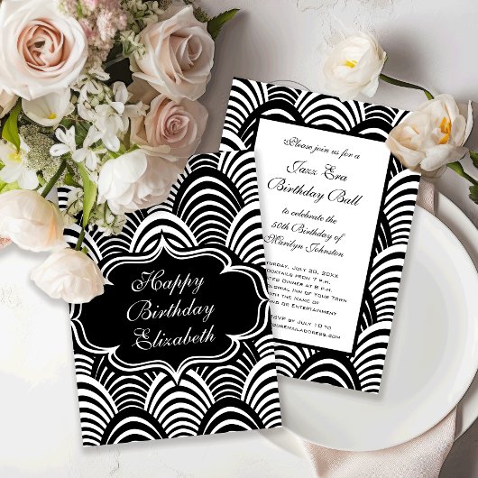 Modern Jazz Age Elegant Zwart-Wit jaren '20 Kaart