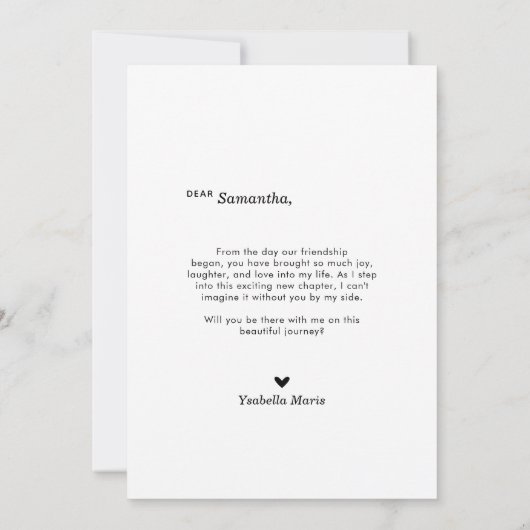 Modern, je bent mijn Bridesmaid-fotokaart (Achterkant)