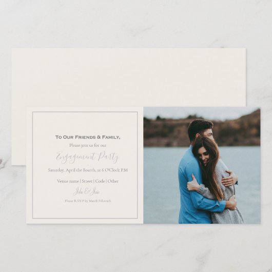 Modern je eigen foto, verlovingspartijuitnodiging bedankkaart (Voorkant / Achterkant)