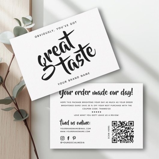 Modern, je hebt een goede smaak qr code bedankt visitekaartje