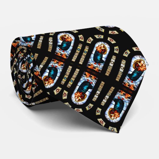 Modern Jesus & Mary Glas in lood Satijn Foulard Stropdas (Opgerold)