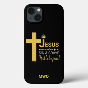 Modern JESUS RANSOMED ME Christelijk Monogram Case-Mate iPhone Case