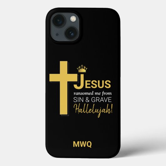 Modern JESUS RANSOMED ME Christelijk Monogram Case-Mate iPhone Case (Achterkant)