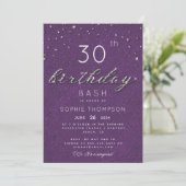 Modern Jewel Paars Sparkle Glitter Birthday Party Kaart (Staand voorkant)