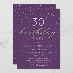 Modern Jewel Paars Sparkle Glitter Birthday Party Kaart