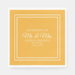 Modern Jewel Tone Mustard Yellow White Wedding Servet