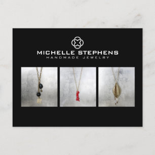 Modern Jewelry Designer Logo en Photography Black Briefkaart