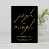 Modern Jingle and Mingle Gold Foil Christmas Party Folie Uitnodiging (Staand Voorkant)