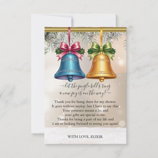 Modern Jingle Bells Kerst Ornament Baby shower Bedankkaart (Voorkant)