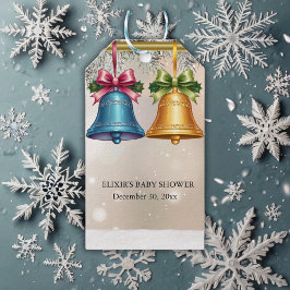 Modern Jingle Bells Kerst Ornament Baby shower Cadeaulabel