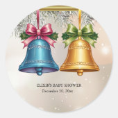 Modern Jingle Bells Kerst Ornament Baby shower Ronde Sticker (Voorkant)