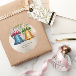 Modern Jingle Bells Kerst Ornament Baby shower Ronde Sticker