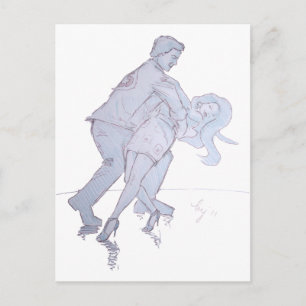 Modern Jive Ceroc Competition Dancers Briefkaart
