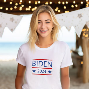 Modern Joe Biden 2024 met patriottische rode lijne T-shirt