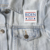 Modern Joe Biden 2024 met patriottische rode lijne Vierkante Button 5,1 Cm (In situ)