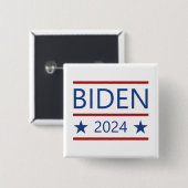 Modern Joe Biden 2024 met patriottische rode lijne Vierkante Button 5,1 Cm (Voorkant /achterkant)