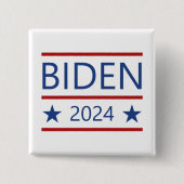 Modern Joe Biden 2024 met patriottische rode lijne Vierkante Button 5,1 Cm (Voorkant)