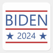 Modern Joe Biden 2024 met patriottische rode lijne Vierkante Sticker (Voorkant)