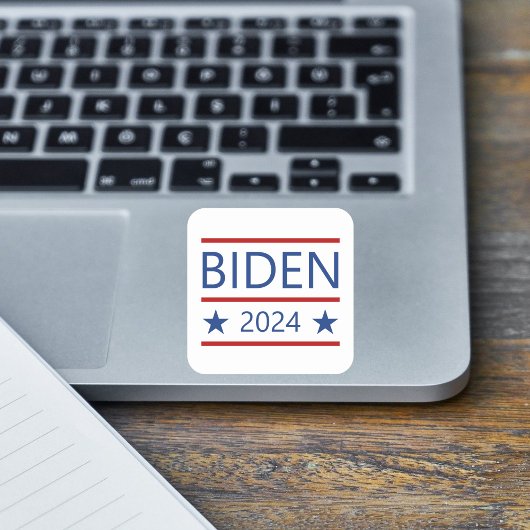 Modern Joe Biden 2024 met patriottische rode lijne Vierkante Sticker