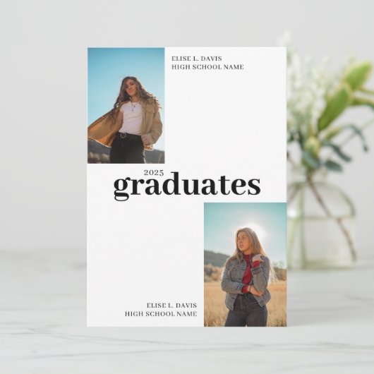 Modern Joint Graduation Party, vieren twee Afstude Kaart (Staand voorkant)