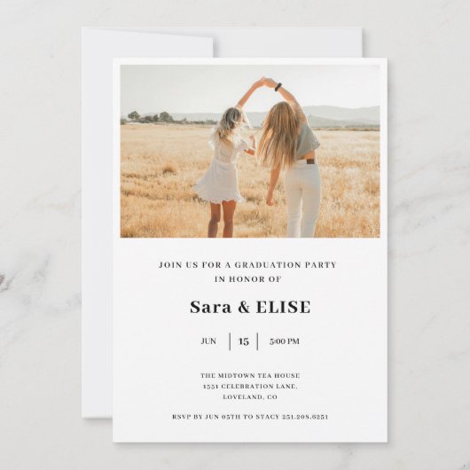 Modern Joint Graduation Party, vieren twee Afstude Kaart (Achterkant)