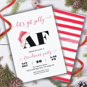 Modern Jolly AF Friendsmas Funny Kerstparty Kaart
