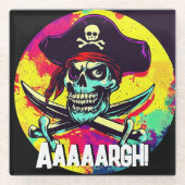 Modern Jolly Roger Glazen Onderzetter (Voorkant)