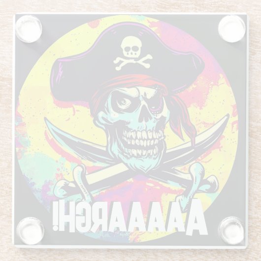 Modern Jolly Roger Glazen Onderzetter (Achterkant)