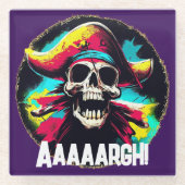 Modern Jolly Roger Glazen Onderzetter (Voorkant)