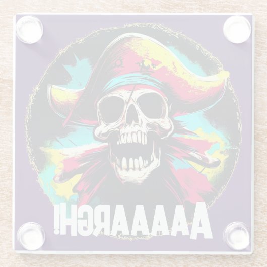Modern Jolly Roger Glazen Onderzetter (Achterkant)