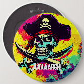 Modern Jolly Roger Ronde Button 6,0 Cm (Voorkant /achterkant)