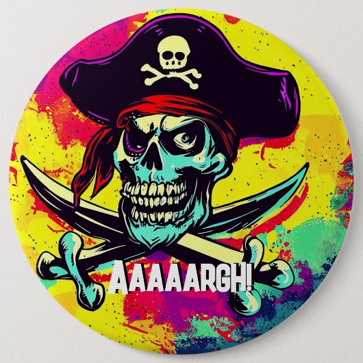 Modern Jolly Roger Ronde Button 6,0 Cm (Voorkant)