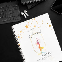 Modern Journal Gold Stars Watercolor Feminine 