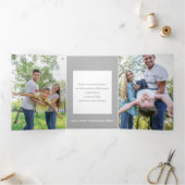 Modern Joy Block Letter 3-Photo-Silver Drieluik Kaart (Binnen)