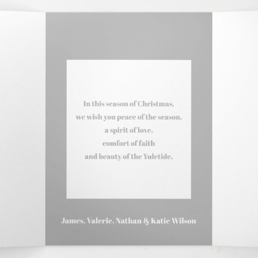 Modern Joy Block Letter 3-Photo-Silver Drieluik Kaart (Binnenkant midden)