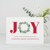 Modern JOY Business Feestdagenkaart (Staand voorkant)