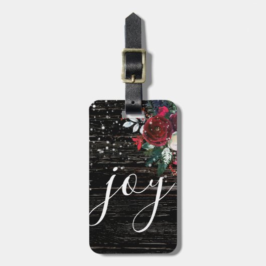 Modern Joy Christmas Floral Bagagelabel (Voorkant verticaal)