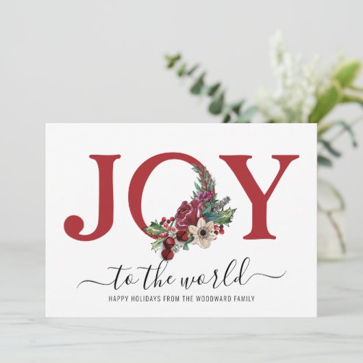 Modern Joy Floral Typografie Red White Floral (Staand voorkant)