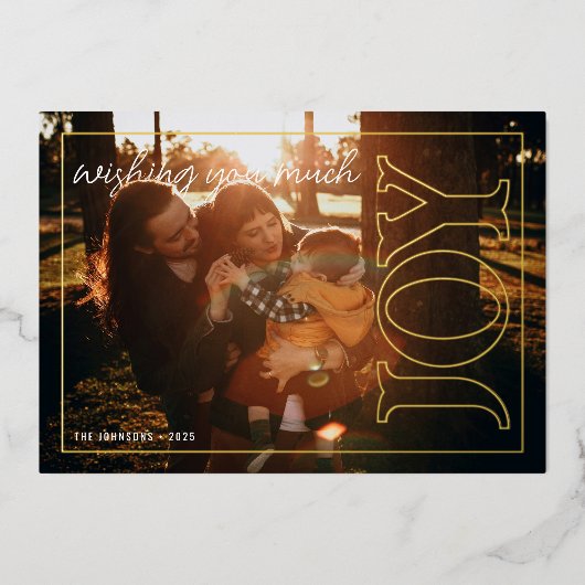 Modern Joy Holiday Photo Card Folie Feestdagenkaart (Voorkant)