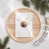 Modern Joy Holiday Photo Foliage Gold Kaart