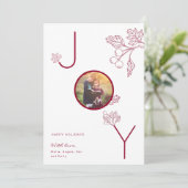 Modern Joy Holiday Photo Foliage Rode Kaart (Staand voorkant)