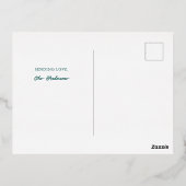 Modern JOY Holly Berries Foto Folie Feestdagen Briefkaart (Achterkant)