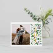 Modern JOY Holly Berries Foto Folie Feestdagen Briefkaart (Staand Voorkant)