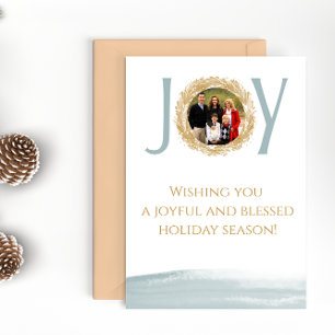 Modern Joy Krans Familie Kerst Kaart