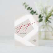 Modern Joy Minimalist Red & White Holiday No Photo Briefkaart (Staand voorkant)